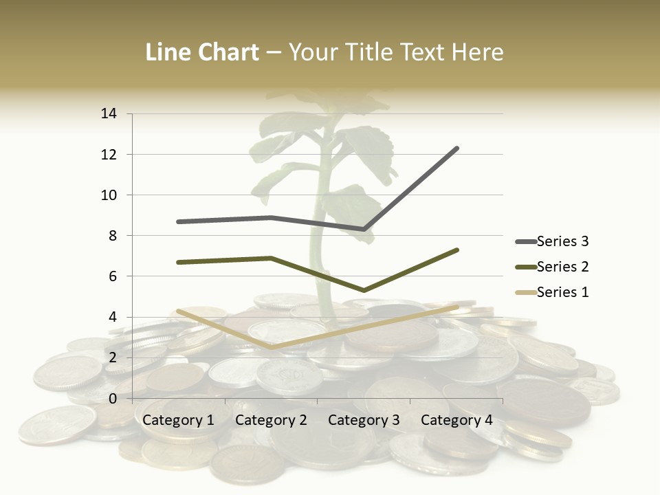 Coins And Plant Isolated On White Background PowerPoint Template