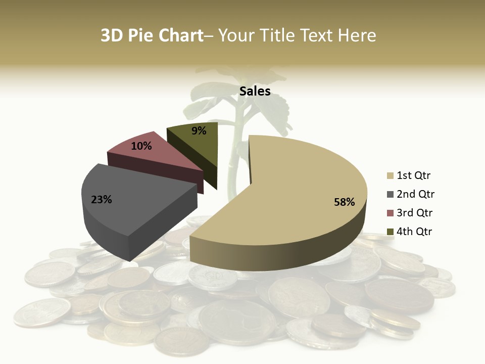 Coins And Plant Isolated On White Background PowerPoint Template