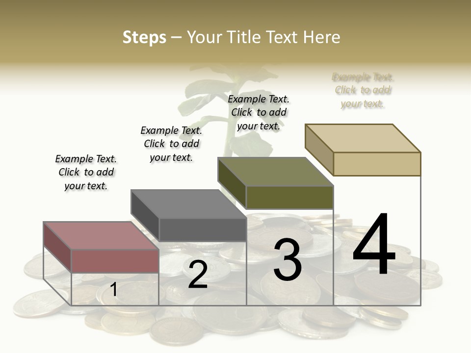 Coins And Plant Isolated On White Background PowerPoint Template