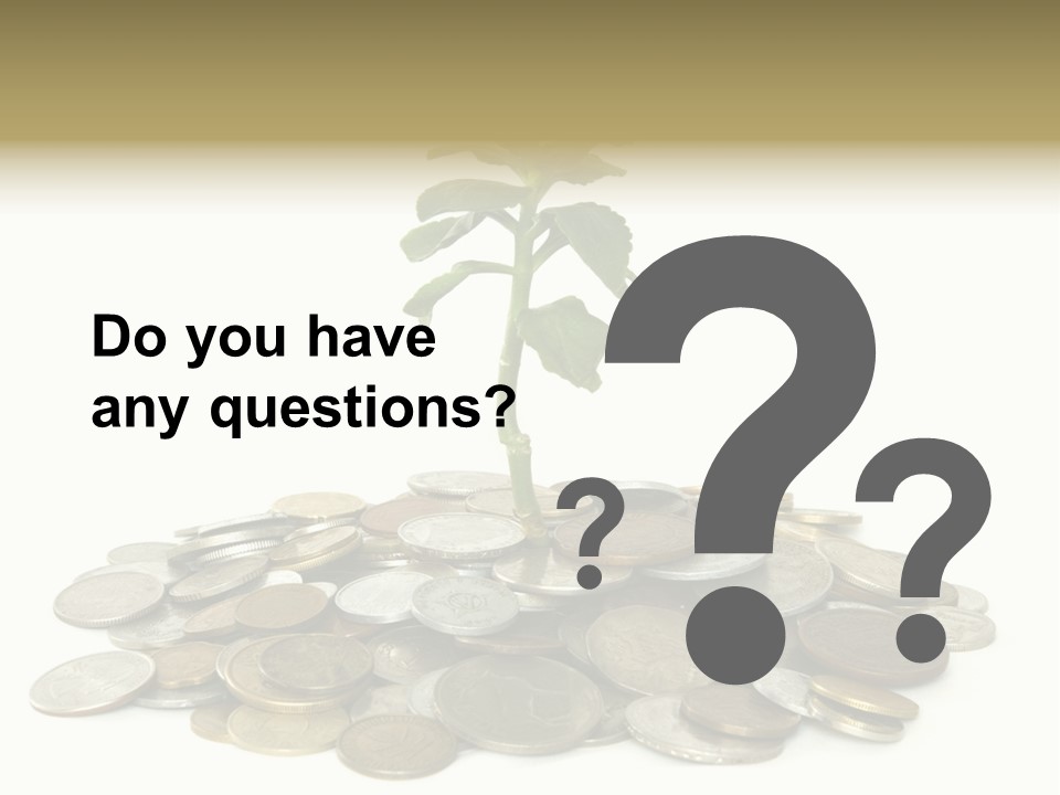 Coins And Plant Isolated On White Background PowerPoint Template