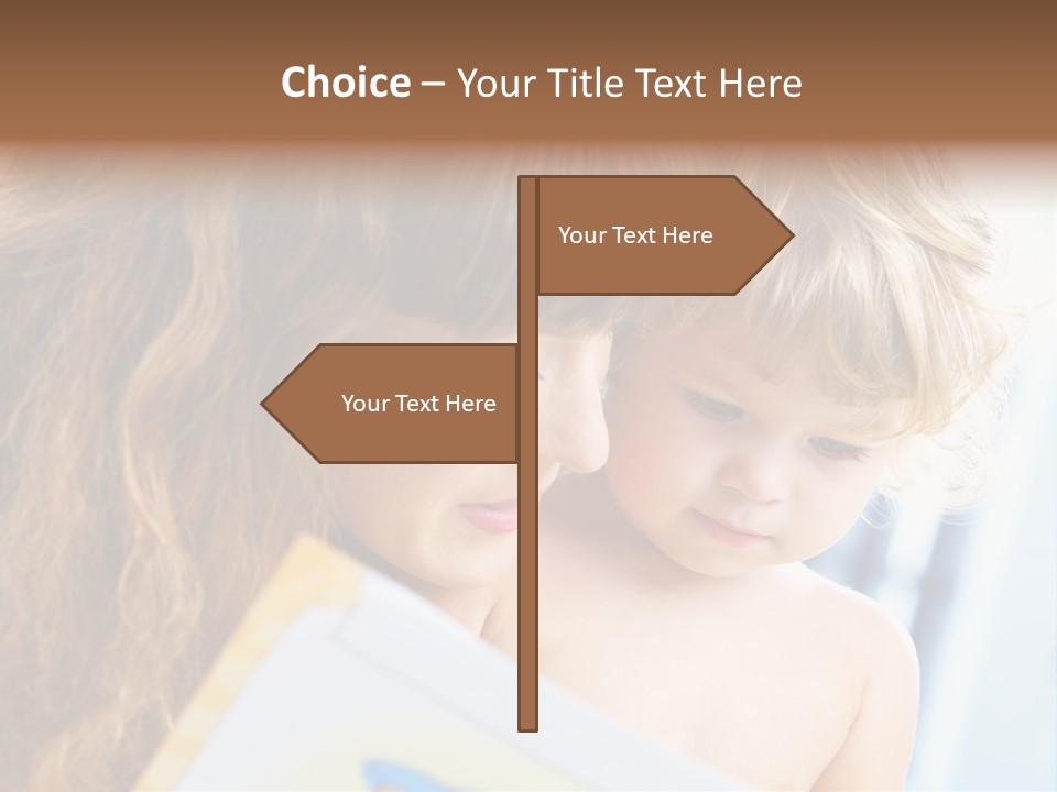 High Key Portrait Of Young Mother Reading A Book For Her Baby [3 Years Old] PowerPoint Template