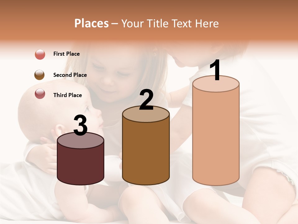 Three Cute Little Girls - One, Two And Three Years Old PowerPoint Template