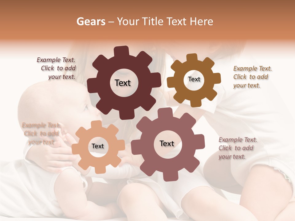 Three Cute Little Girls - One, Two And Three Years Old PowerPoint Template