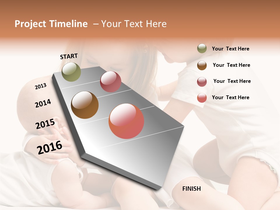 Three Cute Little Girls - One, Two And Three Years Old PowerPoint Template