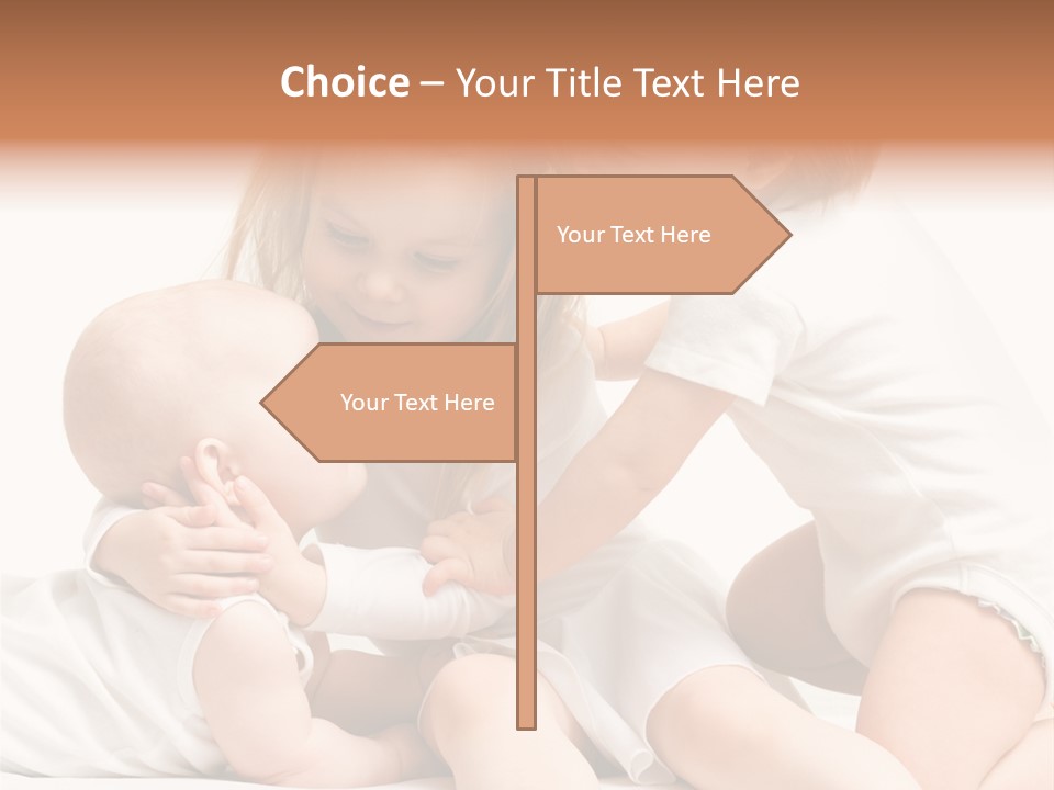 Three Cute Little Girls - One, Two And Three Years Old PowerPoint Template