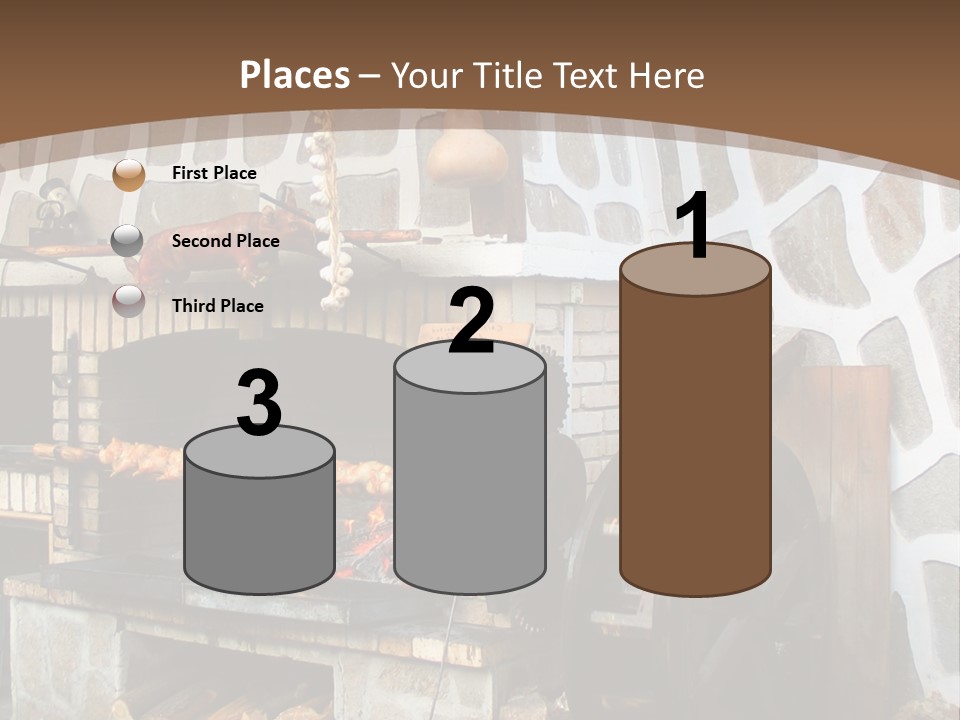 A Brick Oven With A Large Wheel On Top Of It PowerPoint Template