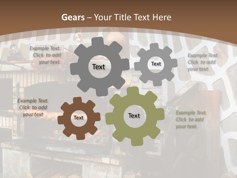 A Brick Oven With A Large Wheel On Top Of It PowerPoint Template