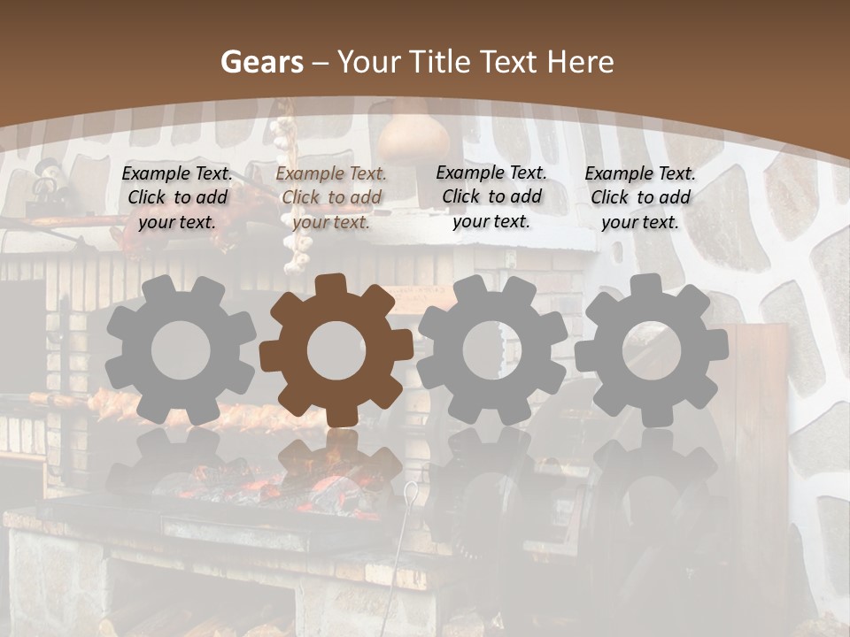 A Brick Oven With A Large Wheel On Top Of It PowerPoint Template