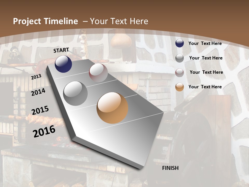 A Brick Oven With A Large Wheel On Top Of It PowerPoint Template