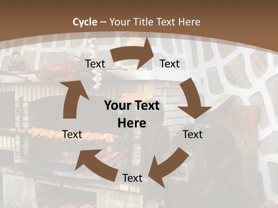 A Brick Oven With A Large Wheel On Top Of It PowerPoint Template