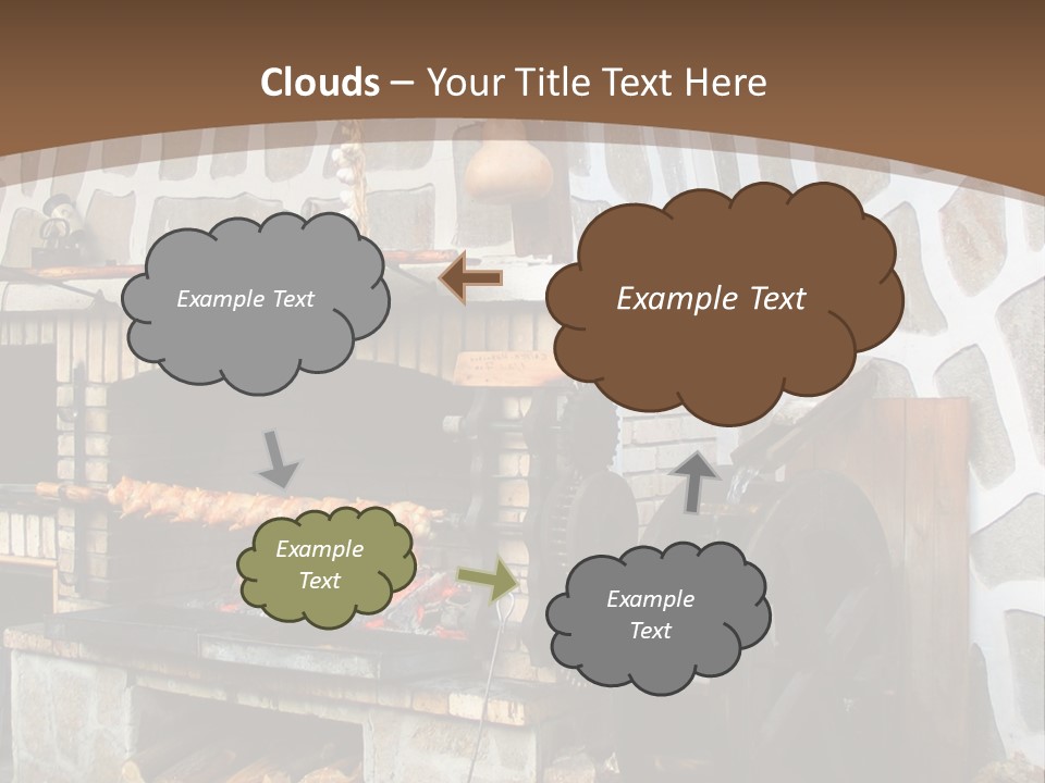 A Brick Oven With A Large Wheel On Top Of It PowerPoint Template