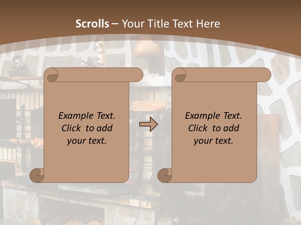 A Brick Oven With A Large Wheel On Top Of It PowerPoint Template