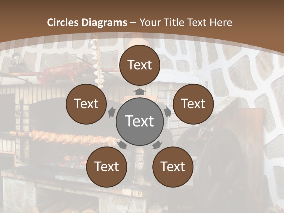A Brick Oven With A Large Wheel On Top Of It PowerPoint Template