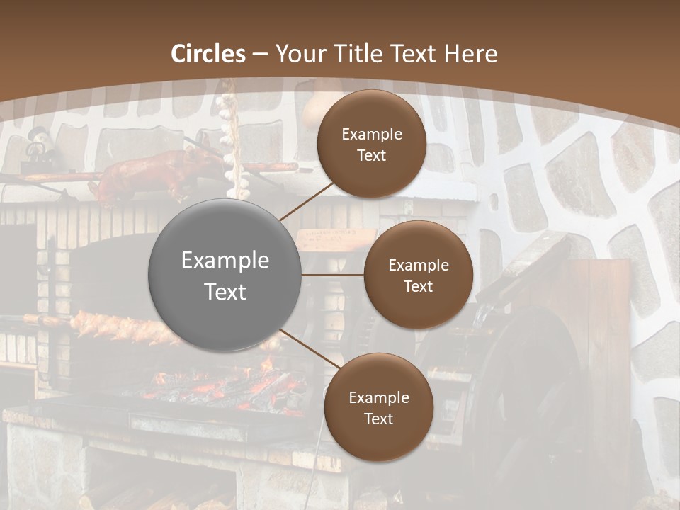 A Brick Oven With A Large Wheel On Top Of It PowerPoint Template