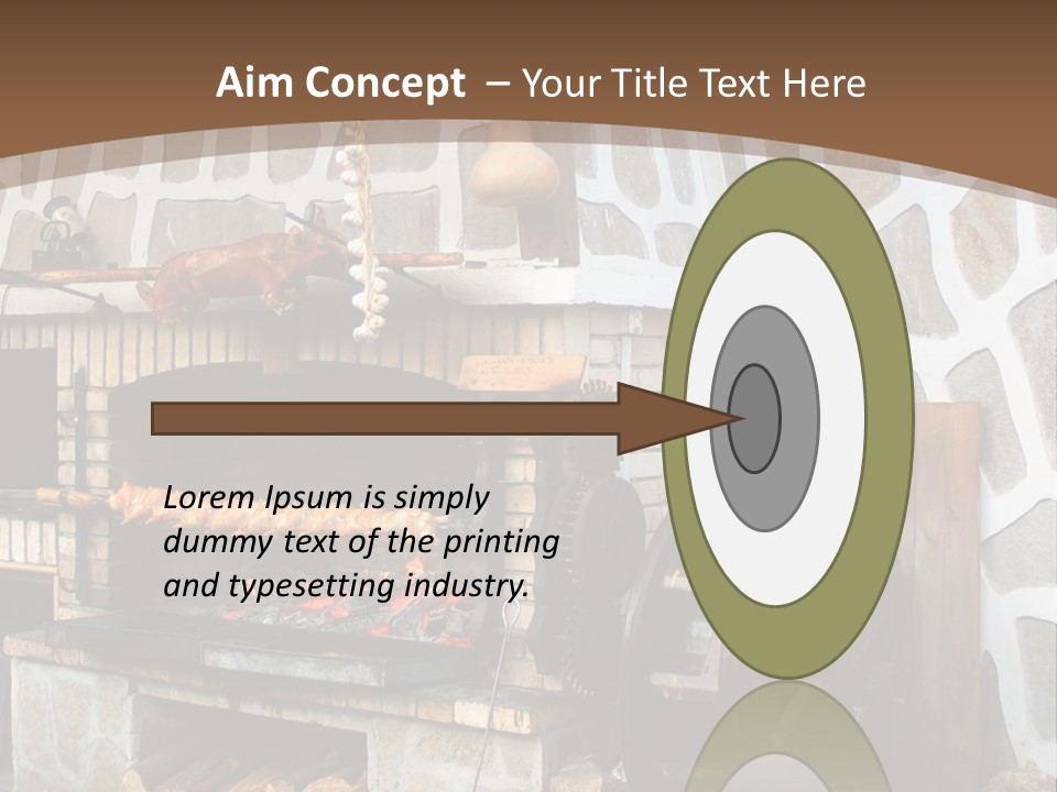 A Brick Oven With A Large Wheel On Top Of It PowerPoint Template