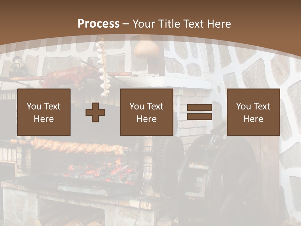 A Brick Oven With A Large Wheel On Top Of It PowerPoint Template