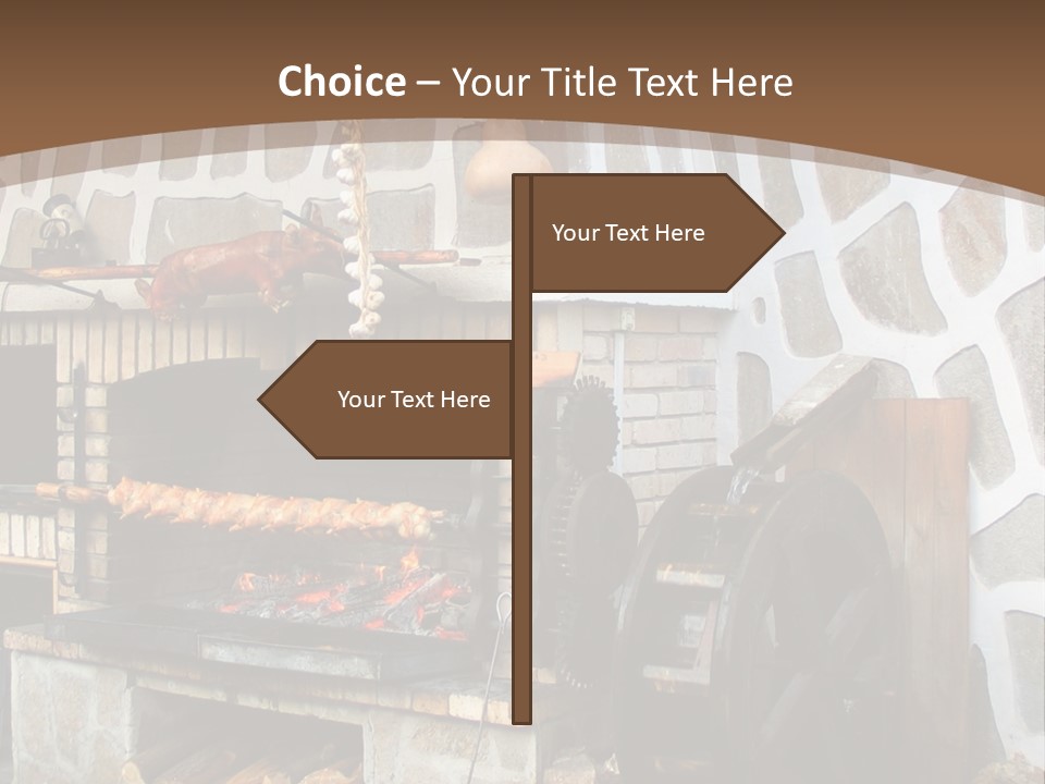 A Brick Oven With A Large Wheel On Top Of It PowerPoint Template