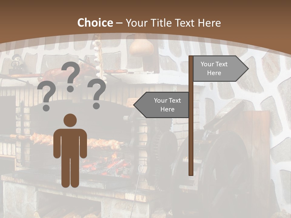 A Brick Oven With A Large Wheel On Top Of It PowerPoint Template