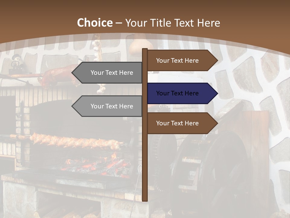 A Brick Oven With A Large Wheel On Top Of It PowerPoint Template