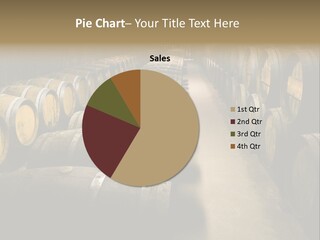 Wine Barrels In Cellar. Wide Angle View. PowerPoint Template