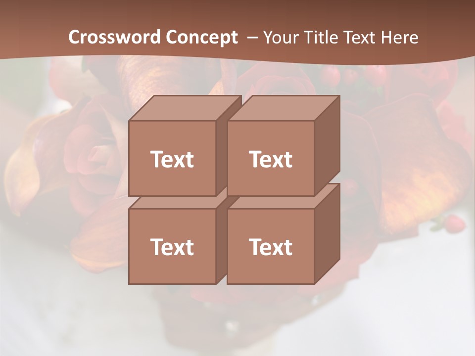 Bride Holding Bouquet Of Red And Orange Roses. PowerPoint Template