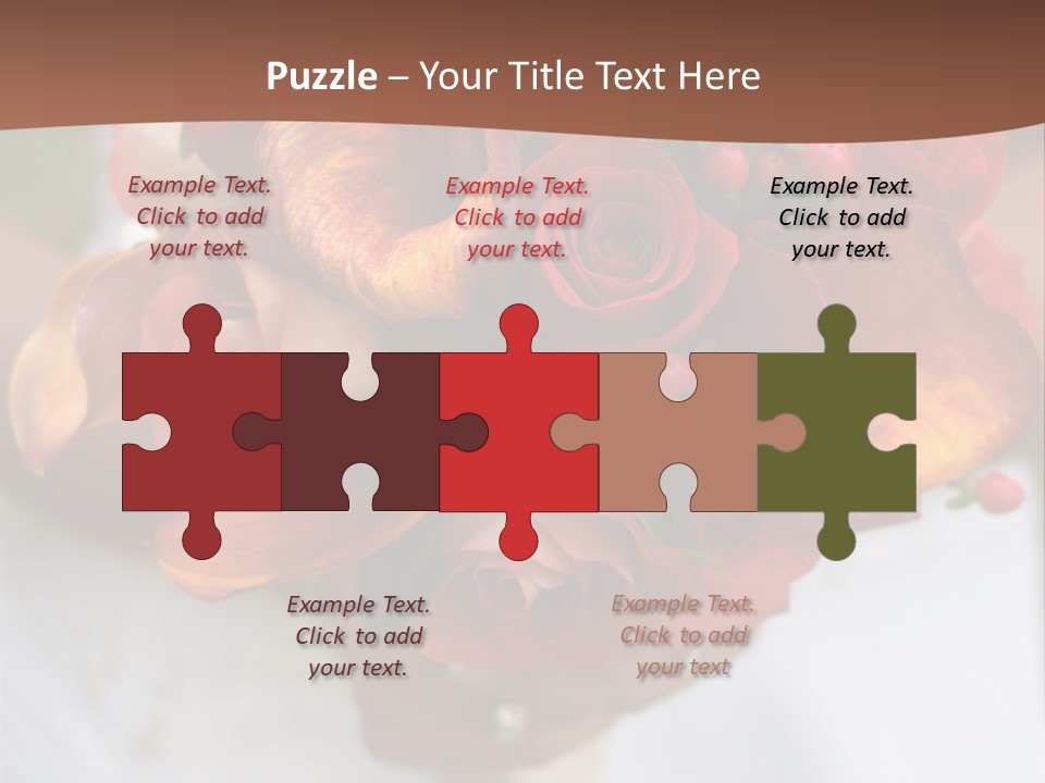 Bride Holding Bouquet Of Red And Orange Roses. PowerPoint Template