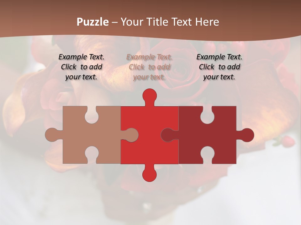 Bride Holding Bouquet Of Red And Orange Roses. PowerPoint Template