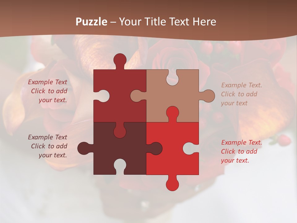 Bride Holding Bouquet Of Red And Orange Roses. PowerPoint Template