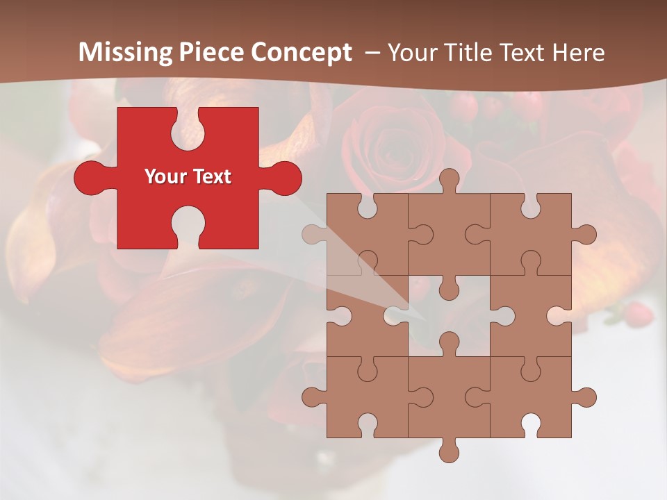 Bride Holding Bouquet Of Red And Orange Roses. PowerPoint Template