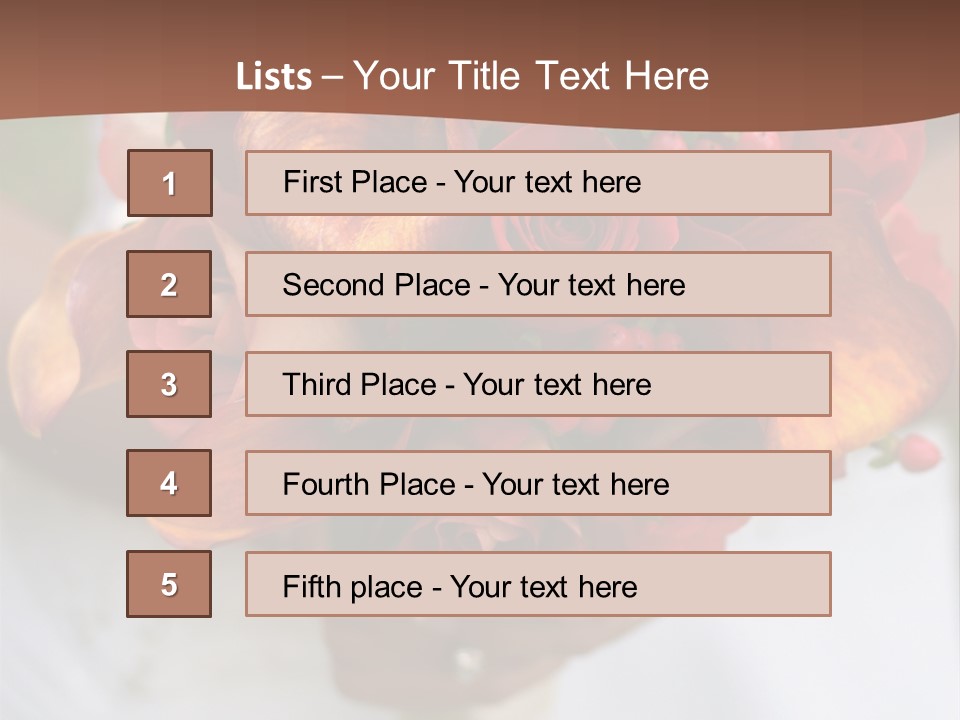 Bride Holding Bouquet Of Red And Orange Roses. PowerPoint Template