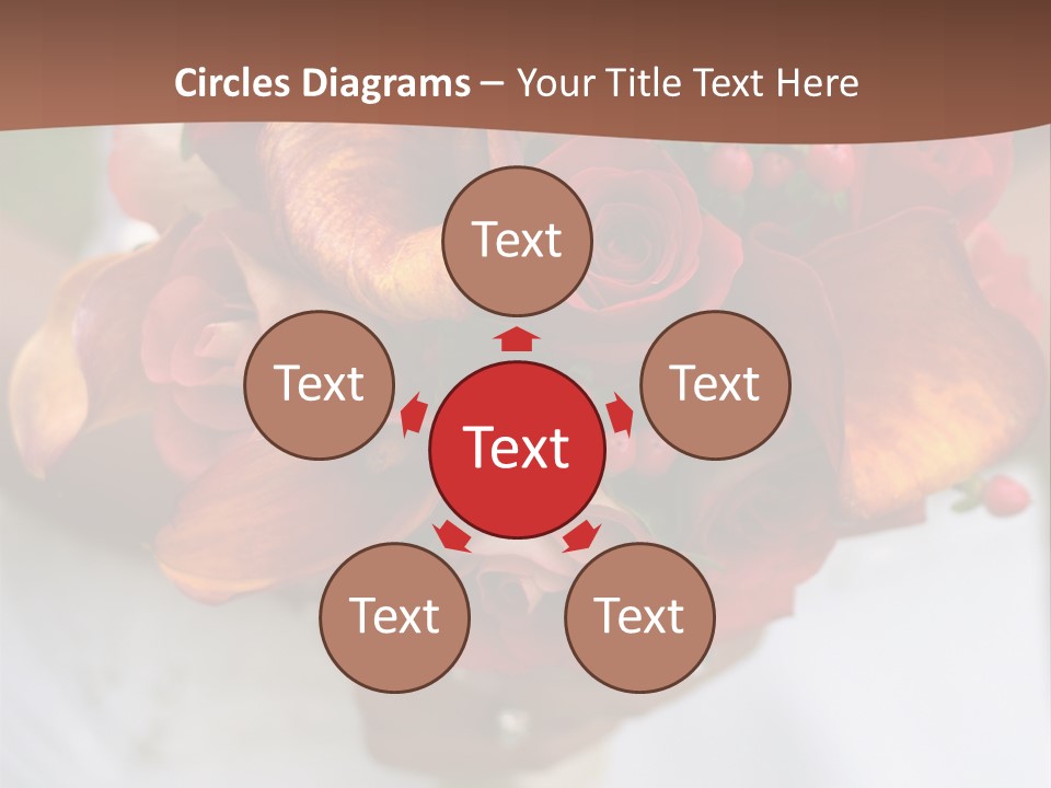 Bride Holding Bouquet Of Red And Orange Roses. PowerPoint Template