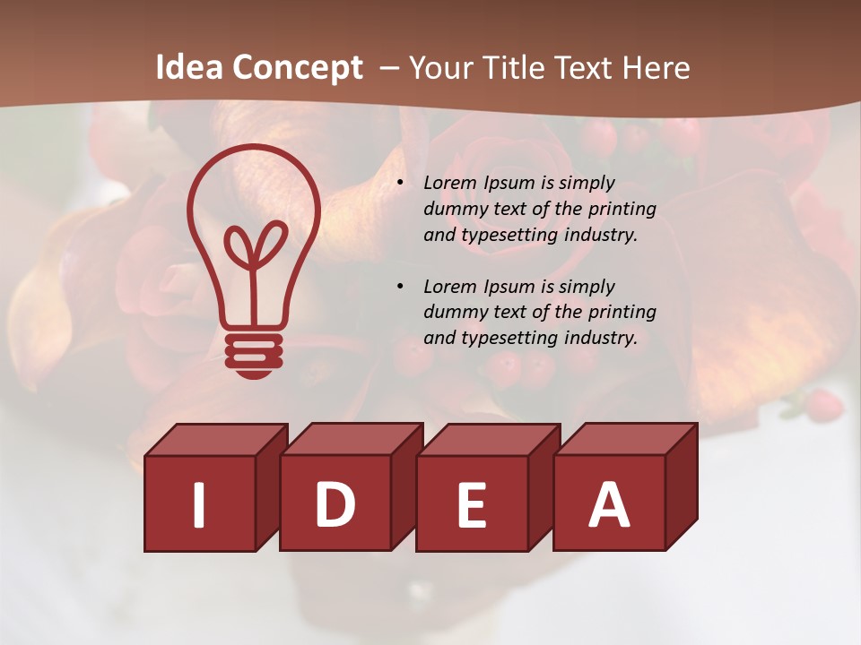 Bride Holding Bouquet Of Red And Orange Roses. PowerPoint Template