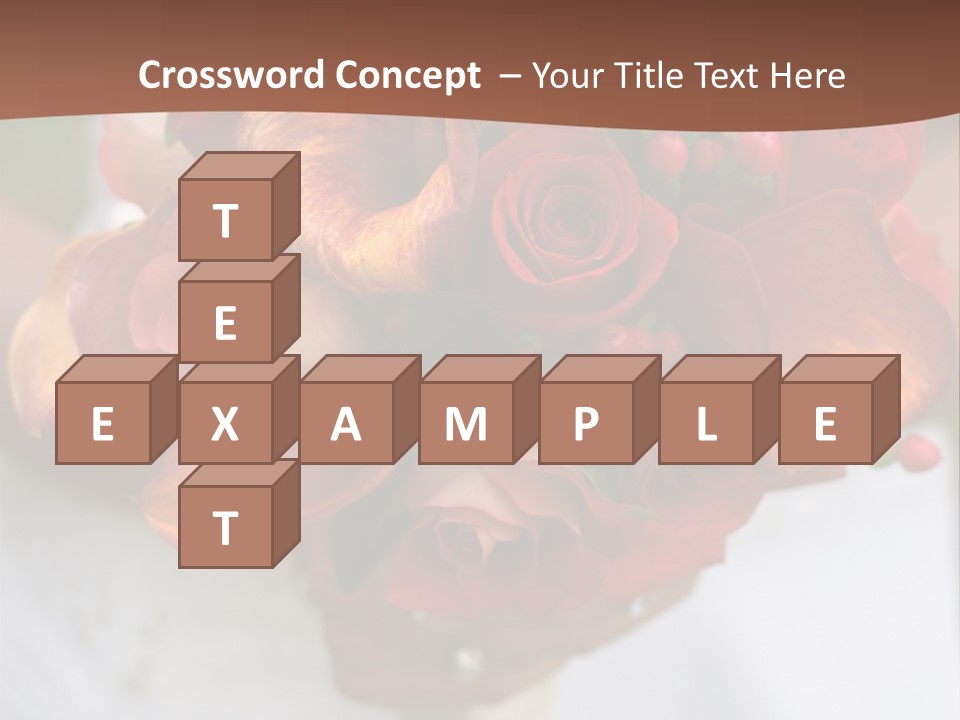 Bride Holding Bouquet Of Red And Orange Roses. PowerPoint Template