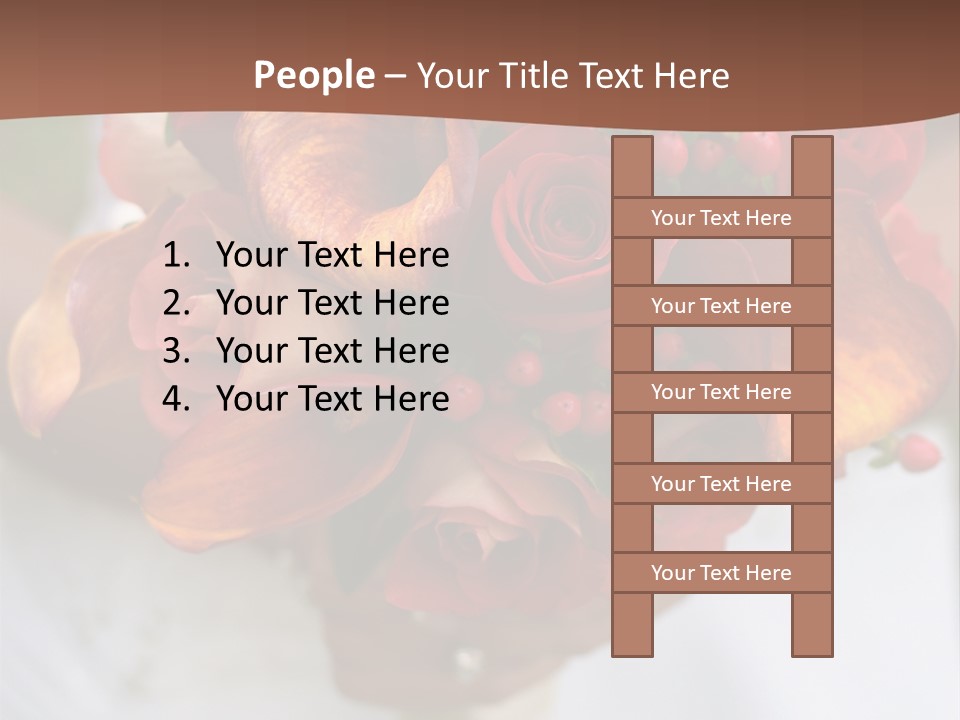 Bride Holding Bouquet Of Red And Orange Roses. PowerPoint Template