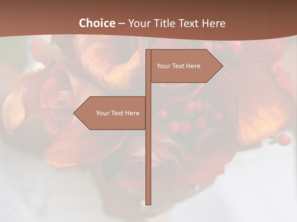 Bride Holding Bouquet Of Red And Orange Roses. PowerPoint Template