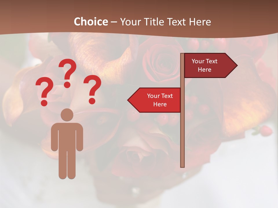 Bride Holding Bouquet Of Red And Orange Roses. PowerPoint Template