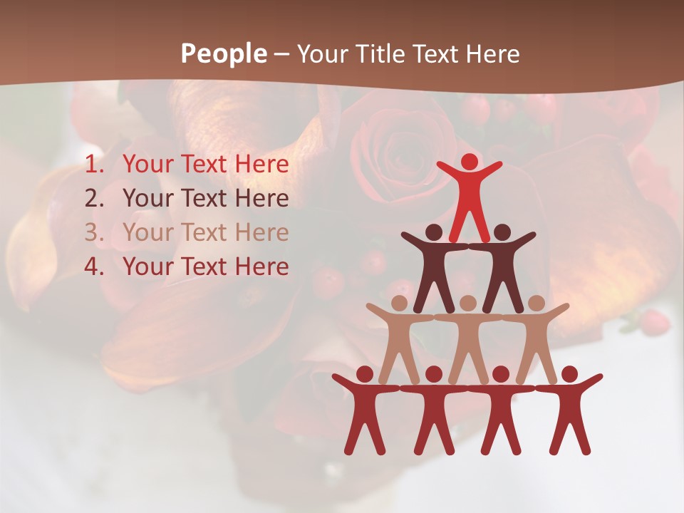 Bride Holding Bouquet Of Red And Orange Roses. PowerPoint Template