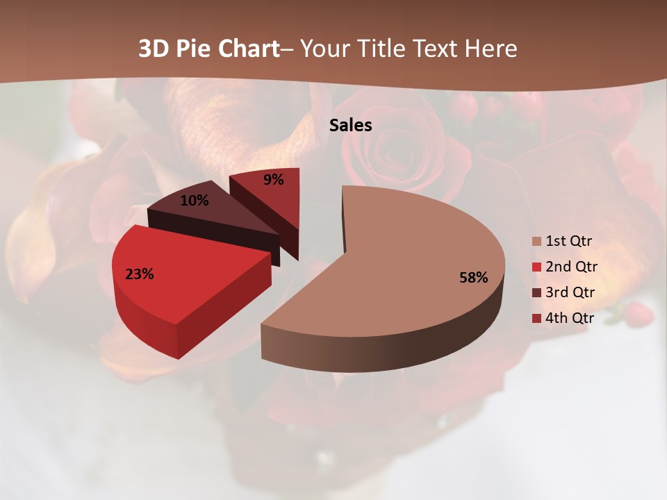 Bride Holding Bouquet Of Red And Orange Roses. PowerPoint Template