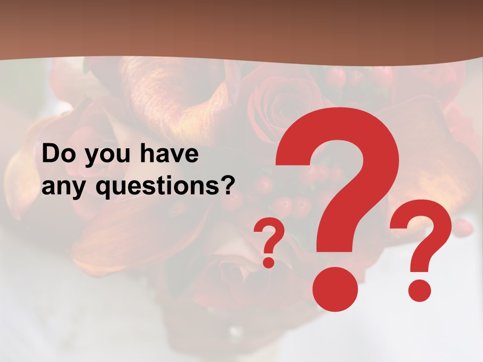 Bride Holding Bouquet Of Red And Orange Roses. PowerPoint Template