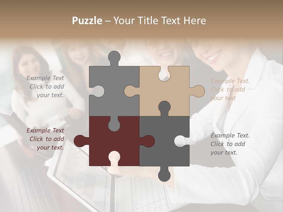 Blind Woman Traveling With White Cane PowerPoint Template