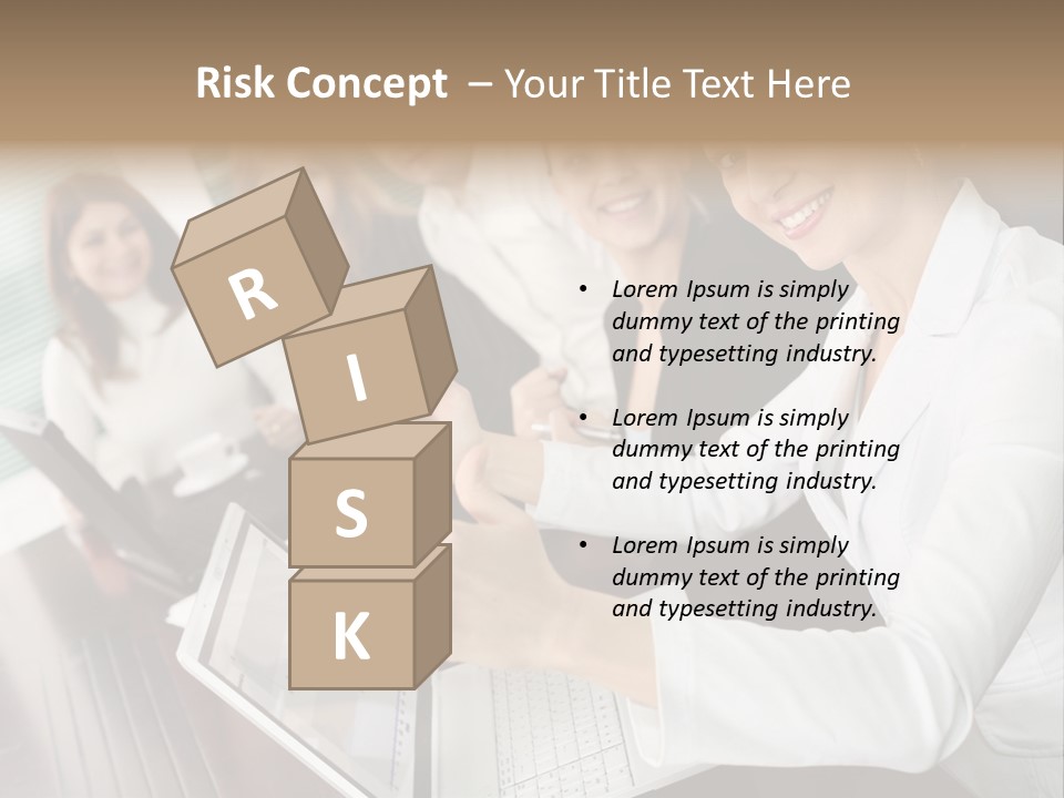 Blind Woman Traveling With White Cane PowerPoint Template