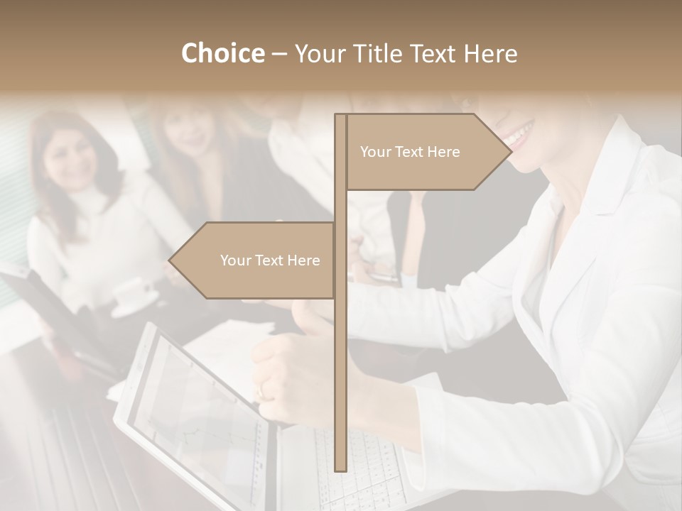 Blind Woman Traveling With White Cane PowerPoint Template