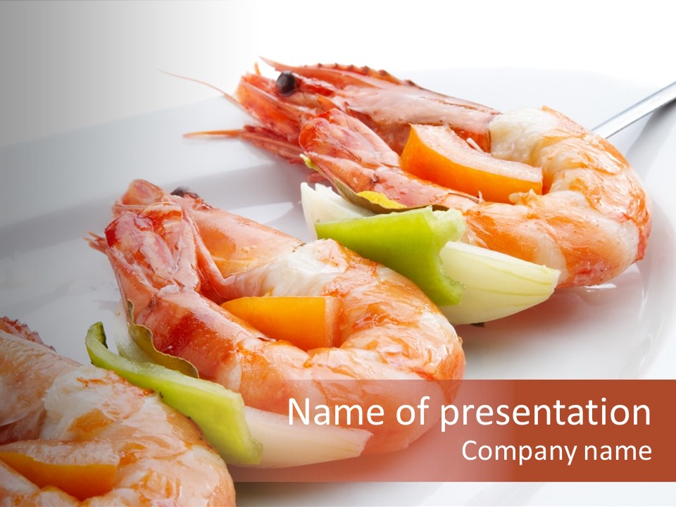 A White Plate Topped With Shrimp And Vegetables PowerPoint Template