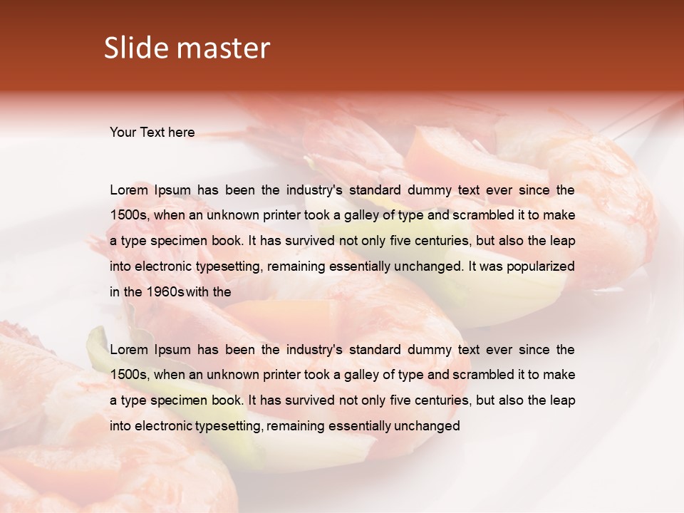A White Plate Topped With Shrimp And Vegetables PowerPoint Template