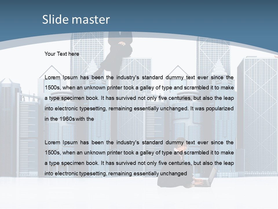 Business People Working Around Office Buildings - Isolated Over A White Background PowerPoint Template