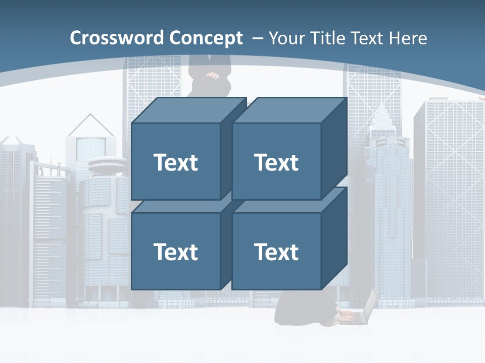 Business People Working Around Office Buildings - Isolated Over A White Background PowerPoint Template