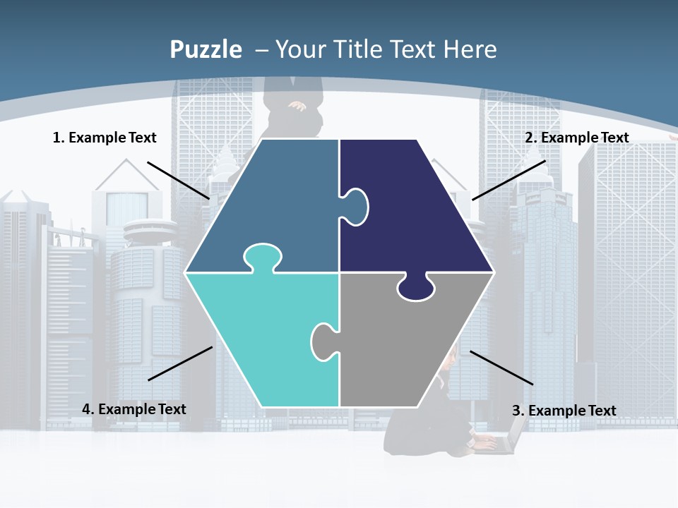 Business People Working Around Office Buildings - Isolated Over A White Background PowerPoint Template