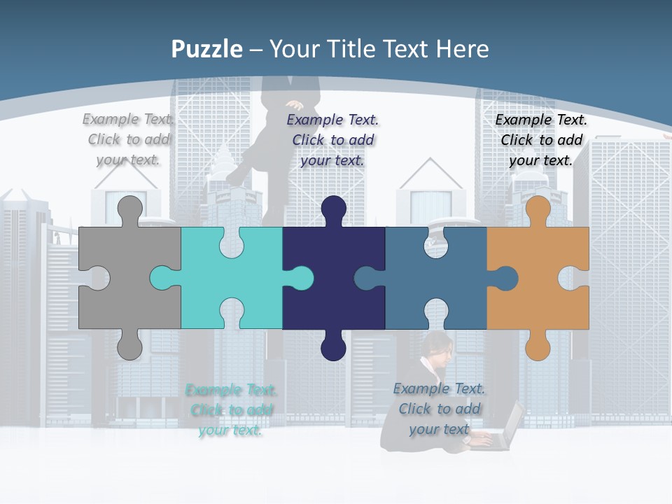 Business People Working Around Office Buildings - Isolated Over A White Background PowerPoint Template