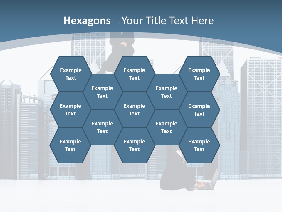 Business People Working Around Office Buildings - Isolated Over A White Background PowerPoint Template