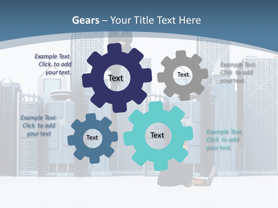 Business People Working Around Office Buildings - Isolated Over A White Background PowerPoint Template